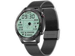 Smartwatch masculino, à prova d'água IP68, com pedômetro, rastreador fitness e monitor de frequência cardíaca, preto.