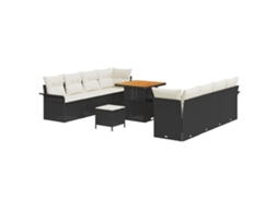 Conjunto 11 Conjunto De Sofá De Jardim Vidaxl Preto Vime Pe (242,5 X 62 X 85 Cm)