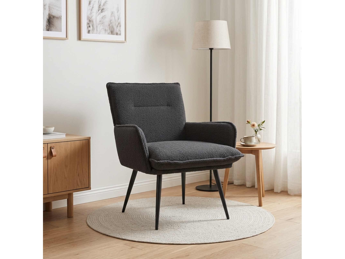 Vidaxl Poltrona Cinzento-escuro Bouclé