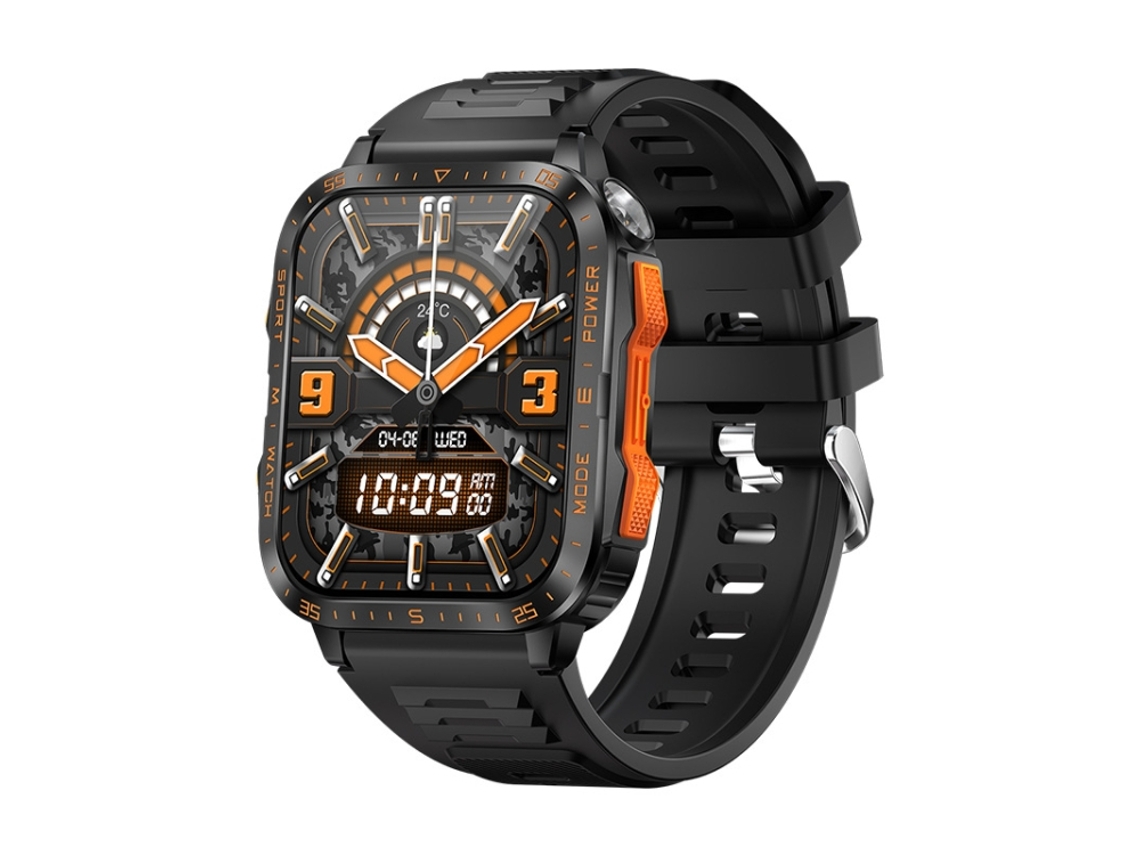 Smartwatch Com Tela Colorida De 1,96 Polegadas, Compatível Com Chamadas Bluetooth E Monitoramento De Saúde. Mdug (preto/laranja)