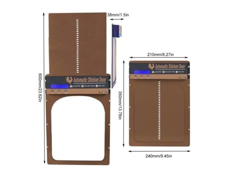 Porta automática do galinheiro - Temporizador de abertura automática à noite e de manhã - Função de temporizador e botão de reset ALLONSCD