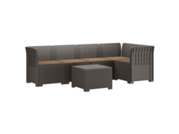Vidaxl Sofá De Jardim De 5 Pessoas Com Almofadas Visual De Rattan Pp