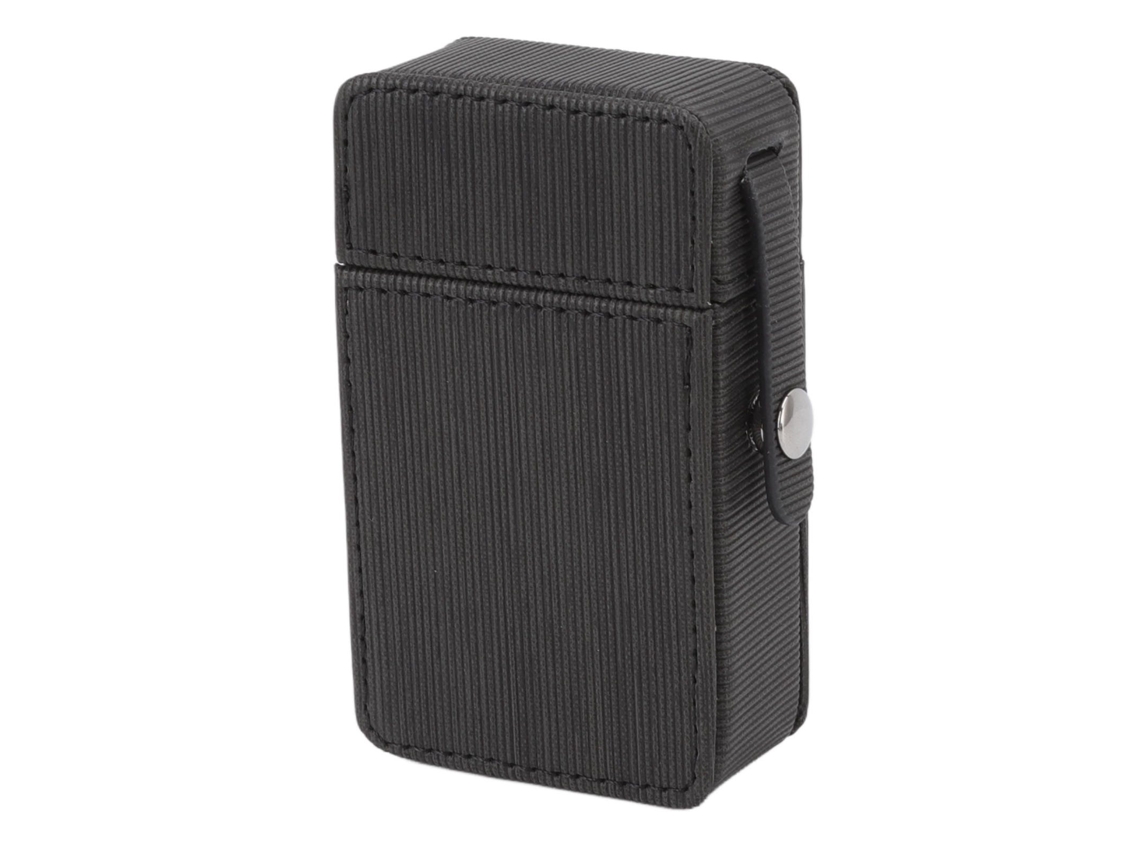 Porta cigarros S/MARCA de couro PU com aba, portátil, estojo protetor para viagens diárias, preto