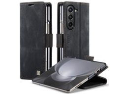 Capa De Couro Para Celular Dobrável Estilo Flip-top, Resistente A Quedas, Com Design Inovador.preto - Samsung Z Fold 7