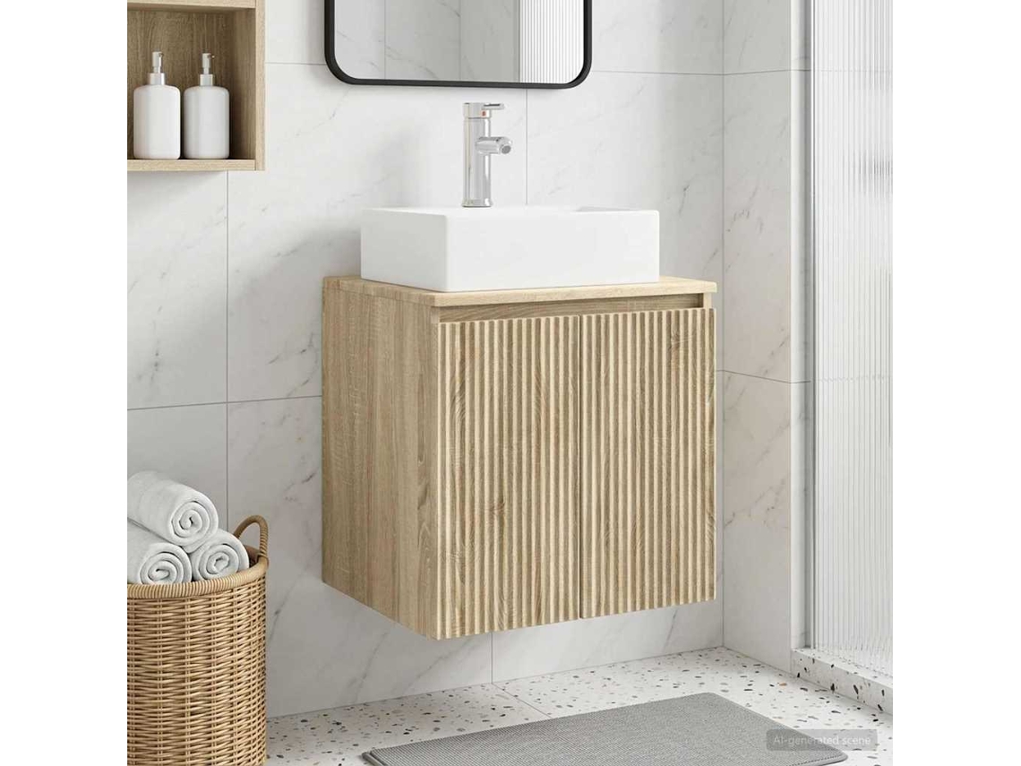 Vidaxl Vaidade Com Pia Suspensa Carvalho Sonoma 49,5 X 41 X 62,5 Cm