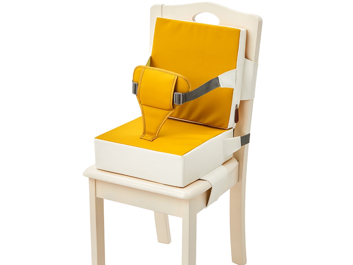 Assento Elevatório Almofada Para Bebê Eifson Pvc Com Encosto E Fixação 3 Pontos - Amarelo