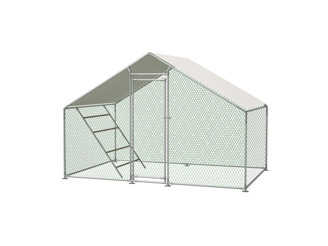 Galinheiro 3x2m Com Escada, Inclui Trava De Segurança, Cobertura Uv Impermeável E Tubos Reforçados De 1mm. Ideal Para Galinhas, Pombos E Patos.