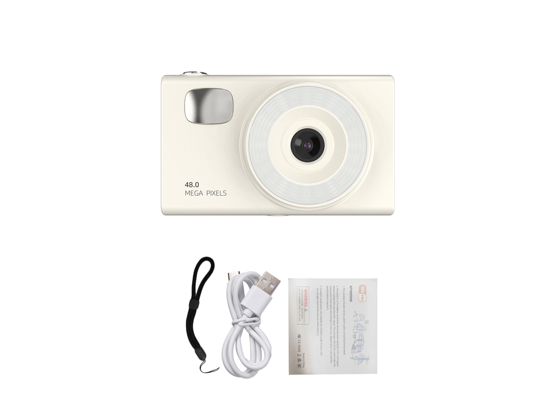 Câmera Digital 1080p 48mp Tela De 2.8 Polegadas Autofoco Zoom 16x Led Para Adolescentes Estudantes Amigos Cor Branca