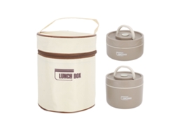 Caixa Térmica de Almoço Inox 304 Selada Redonda com Bolsa Térmica 2pcs