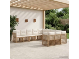 Vidaxl Conjunto De Sofás Para Exterior Natural E Branco Creme