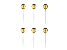 Conjunto de 6 Colheres Pequenas de Aço Inoxidável, nas Cores Preto e Dourado. MDUG (platina)