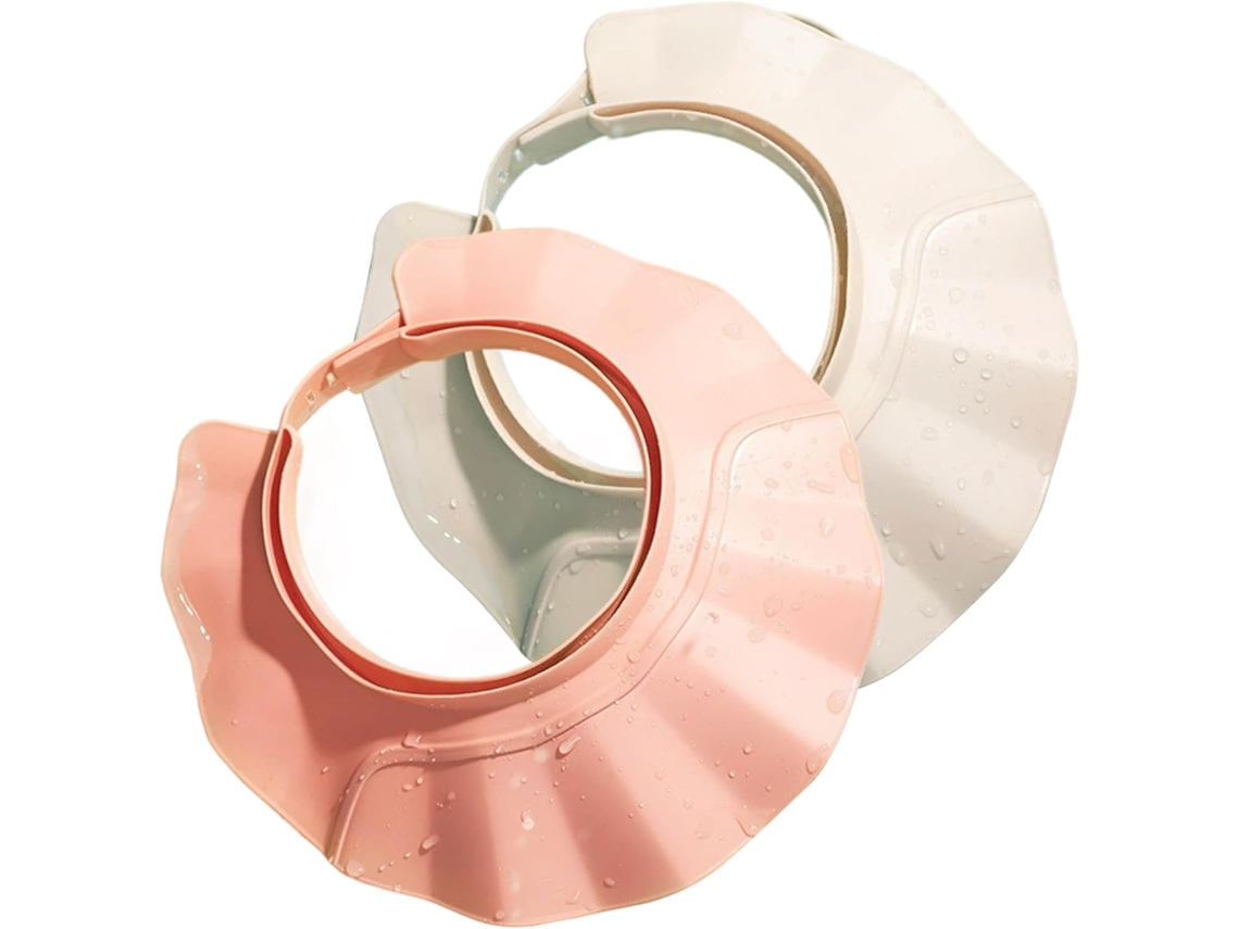 Touca De Banho Infantil Duas Peças, Com 21 Níveis De Ajuste E Aba Larga, Antiderrapante, Ideal Para Lavar O Cabelo De