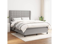 Vidaxl Cama Com Molas/colchão 140x200 Cm Tecido Cinzento-claro