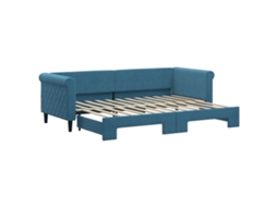 Sofá-cama com gavetão VIDAXL Azul Veludo (80x200 cm)