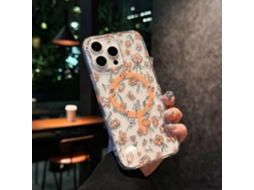 Capa Para Iphone 15 Pro Max Compatível Com Magsafe Laser Flower Pctpu Transparente