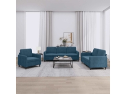 Vidaxl 3 Pcs Conjunto De Sofás Veludo Azul