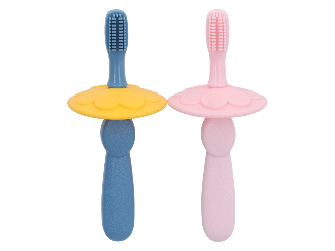 Mali 2pcs Escovão de Dentes de Silicone para Bebê Cerdas Ultra Macias Design Seguro Removível