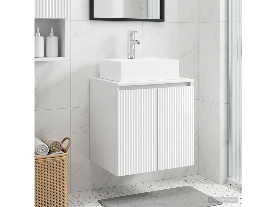 Vidaxl Vaidade Com Pia Suspensa Branco Brilhante 49,5 X 41 X 62,5 Cm