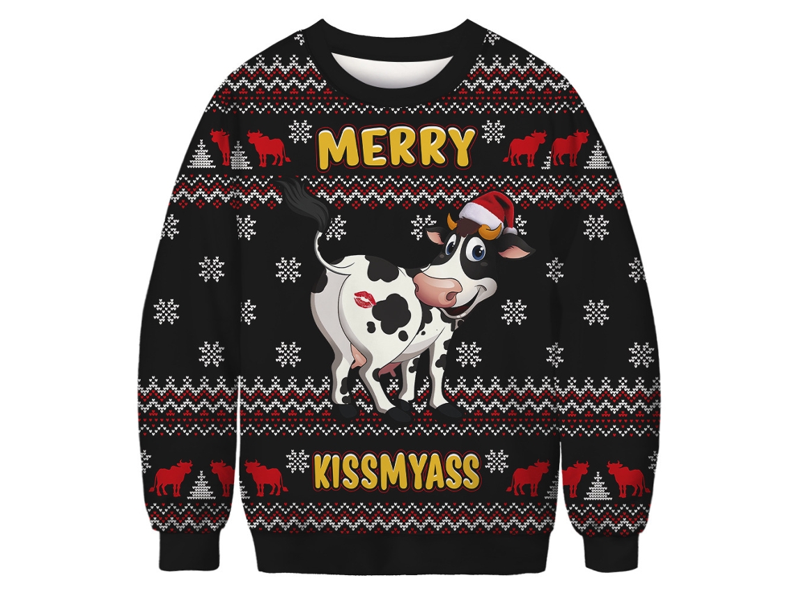 Roupas de Natal com Decote Redondo Manga Comprida Pulôver Moletom Roupa de Casal M
