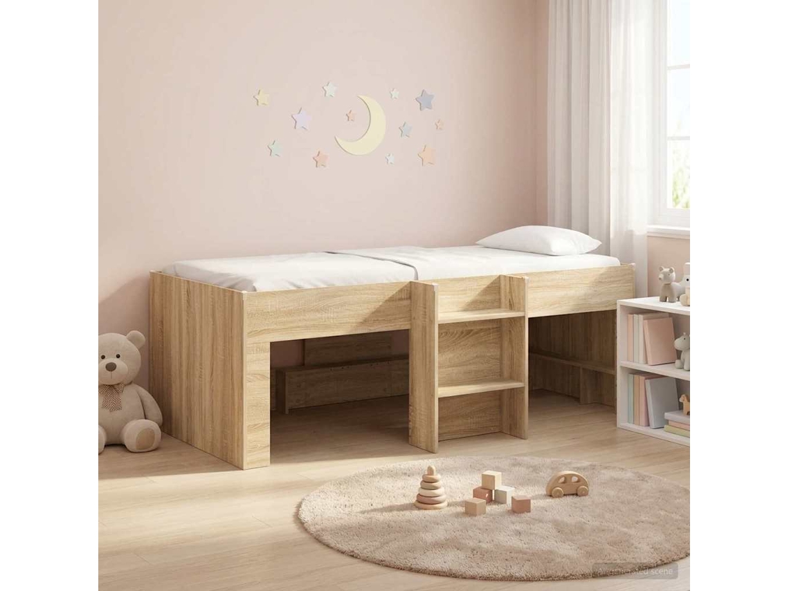 Vidaxl Cama Alta Para Crianças Carvalho Sonoma 75 X 190 Cm