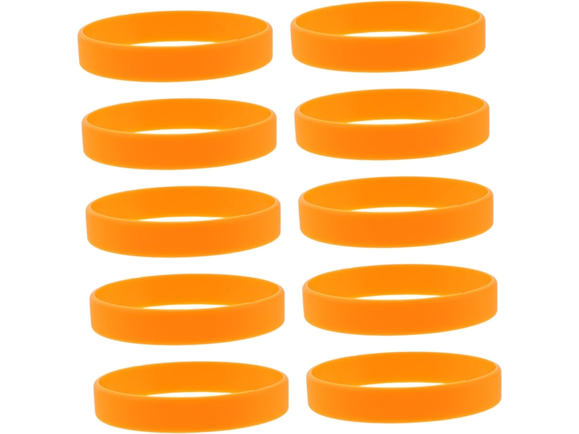 Conjunto de 48 pulseiras de silicone laranja ajustáveis para adultos, personalizadas, confortáveis e ideais para eventos.