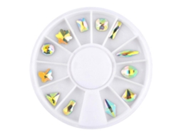 Decoración De Uñas Discos Redondos De Joyería De Aleación Con Piedras Rhinestone Ab Para Manicure