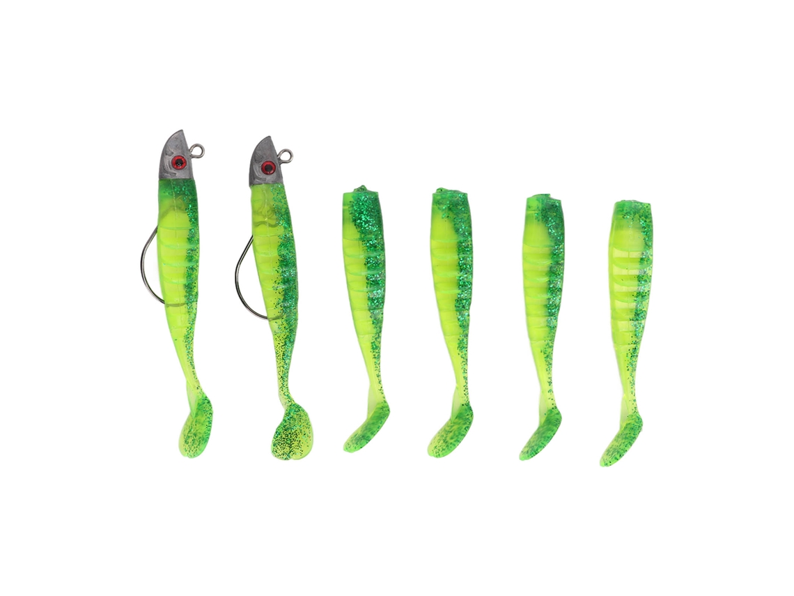 2 Conjuntos Isca Artificial Silicone para Pesca Verde Óleo