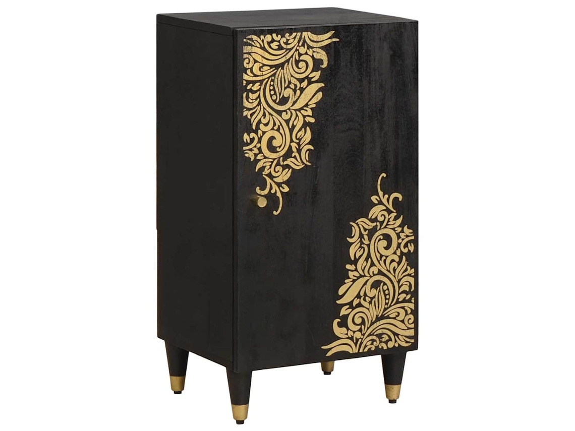Vidaxl Buffet Com Porta Preto 40 X 33 X 75 Cm Madeira De Manga Maciça