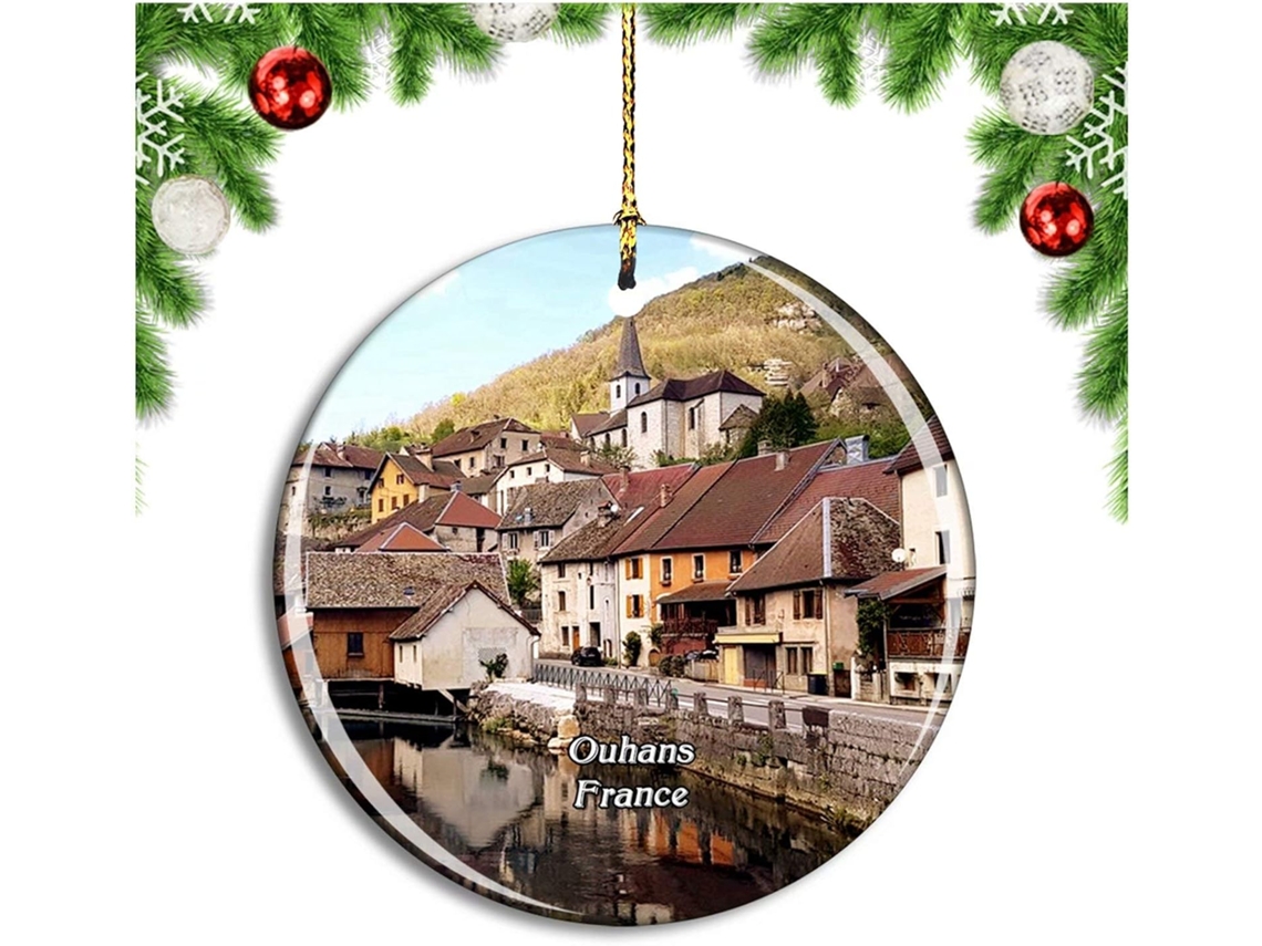 Ouhans Frae Ornamento Pendente para Árvore de Natal Coleção Cidade Viagem Lembranças de Porcelana 2,