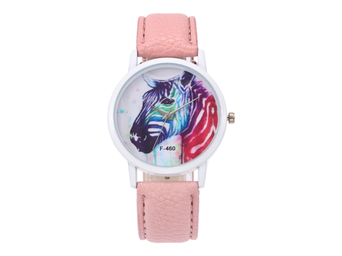 Relógio de pulso feminino Zhoulianfa F-460a rosa com movimento de quartzo