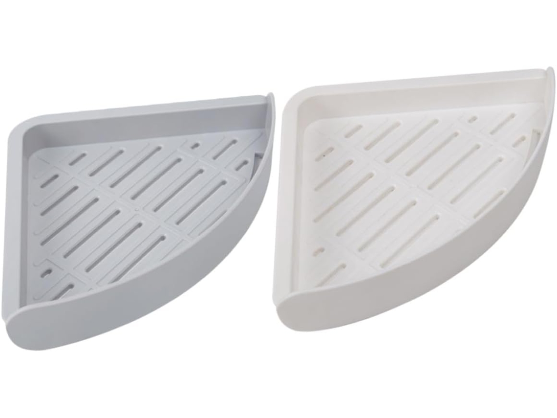Suporte De Canto Triangular Parede Para Banheiro Angooily, 2 Peças, Sem Furos, Prateleira De Armazenamento Plástico Para