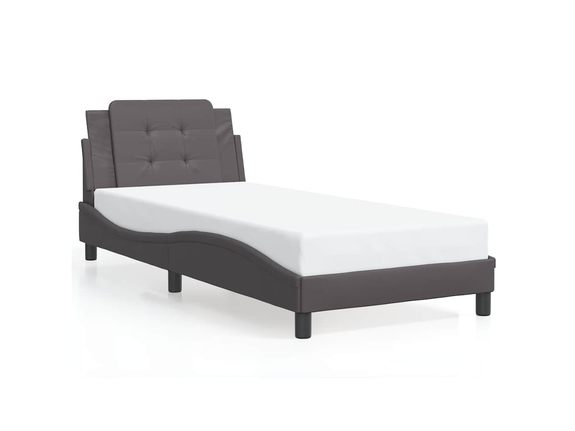 Estrutura de Cama Sem Colchão Zadar Couro Artificial Cinzento MAISON EXCLUSIVE (80x200 cm)
