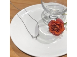 Colar com Laço de Ouro e uma Lágrima de Zircão, Estilo Sofisticado e Elegante, Versátil MDUG (prata Branco Dourado)