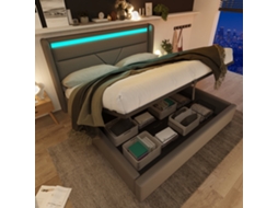 Cama 160x200 Cinza com Led e Controle