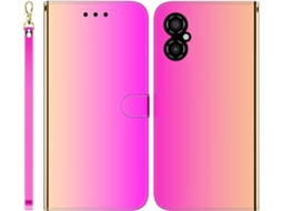 Capa Fólio Espelho Imitação para Xiaomi Xiaomi Poco M4 5G HONGWE. Pele Sintética Premium Vermelho