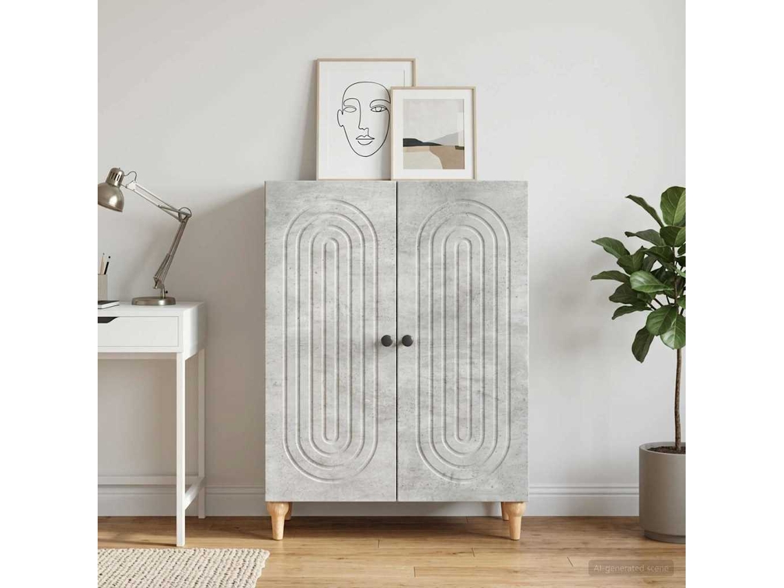 Vidaxl Buffet Cinzento Cimento 66 X 34,5 X 90 Cm Derivados De Madeira