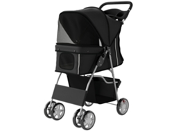 Carrinho Dobrável Pequenos Com Cesta De Armazenamento Suportes Para Copos Rodas E Almofada Lavável 77x44x102 Cm Preto