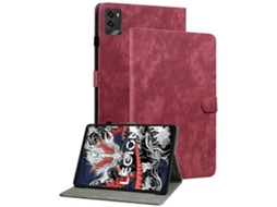 Capa com estampa de tigre para tablet Lenovo Legion Y700 com proteção contra arranhões em couro sintético vermelho Hengrongshen (2025)