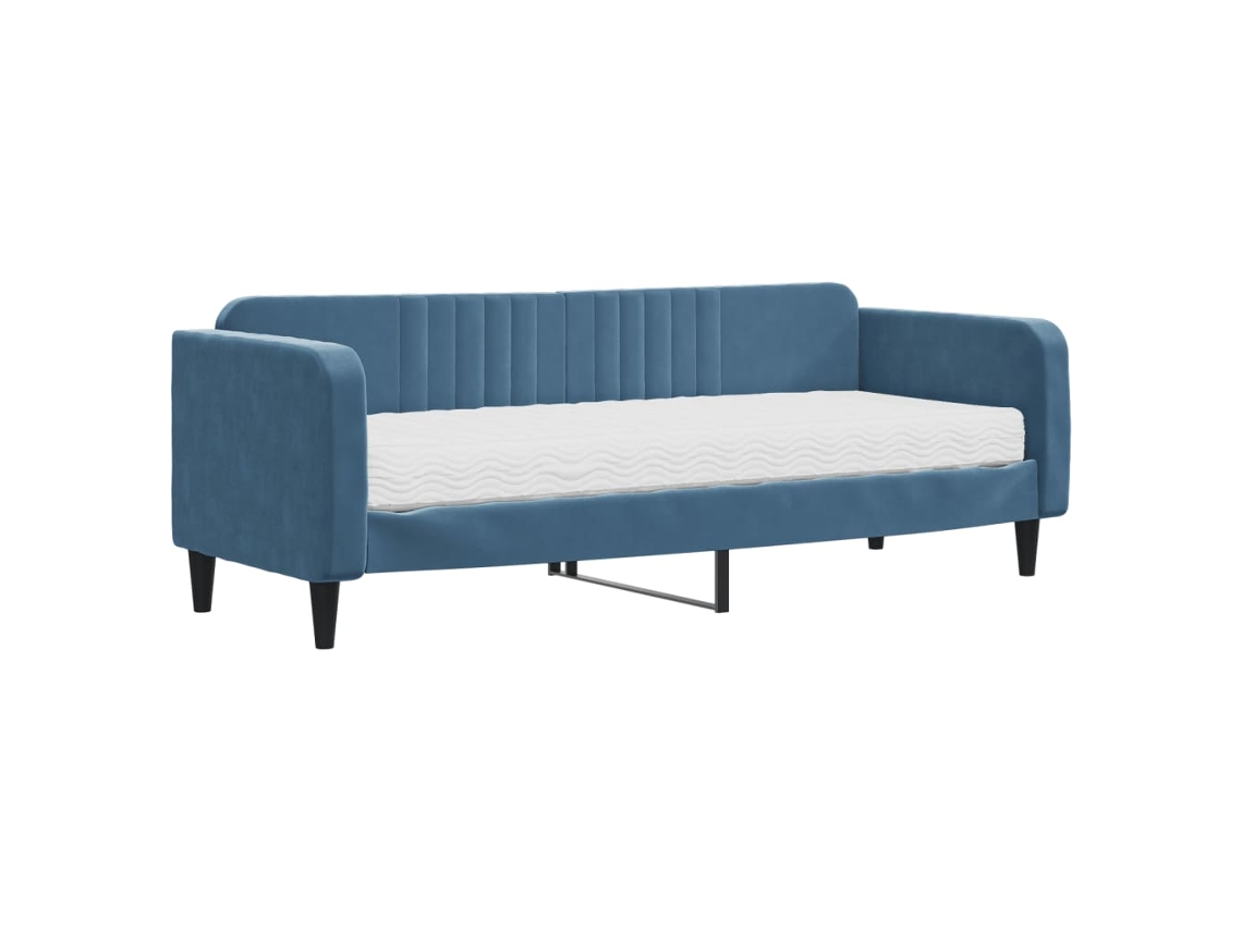 Daybed With Mattress, Daybeds With Mattresses Vidaxl Azul Veludo (80 X 200 Cm)