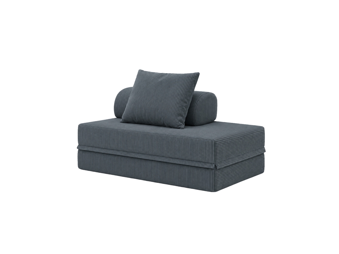 Sofá Modular 2 Lugares Convertível Veludo Regular Cinza SKOFFA
