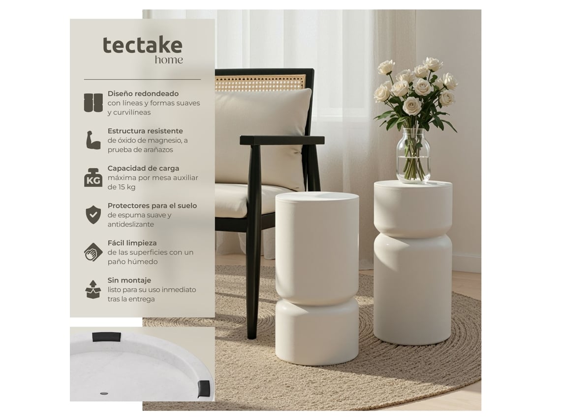 Conjunto De 2 Mesas Auxiliares Amine Com Design Robusto Tectake