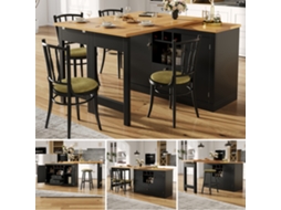 Mesa De Bar Extensível 120-180 Cm, Giratória 360°, Preta, Design, Para Sala De Estar, Escritório