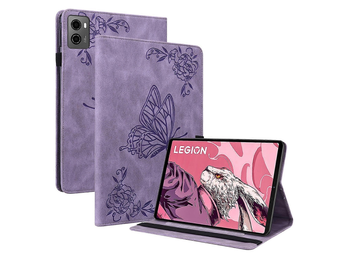 Capa Hengrongshen para tablet Lenovo Legion Y700 Tab Gen 2 com suporte para cartão e capa de couro sintético, roxa (2023)