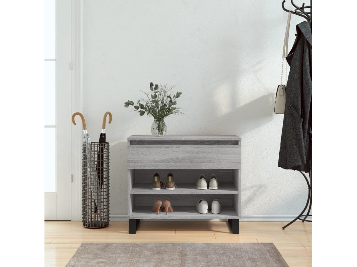 Vidaxl Sapateira 70x36x60 Cm Derivados De Madeira Cinzento Sonoma