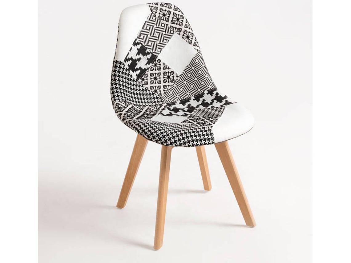 Cadeira Synk Patchwork - Patchwork Branco E Preto