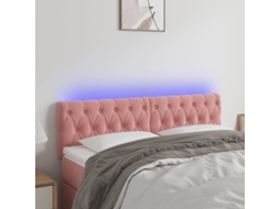 Cabecero con luces LED, terciopelo, 144x7x78/88 cm, rosa