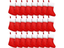 Pacote Com 24 Meias De Natal A Granel, 15 Polegadas, Feltro Vermelho, Meias De Natal Grandes De Papai Noel Para Feriados Olysi Shop