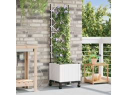 Vidaxl Jardineira Com Irrigação E Rodas Branco 40 X 40 X 148 Cm Pp
