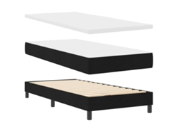 Conjunto 1 Cama Box Vidaxl Preto Tecido (100 X 200 Cm)