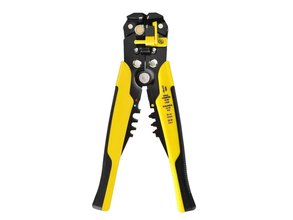 Descascador de Fio de Cabo de 8 Polegadas Alicate Automático para Descascar Fio Ferramenta de Fixação de Fio Crimpadores de Cabo de Isolamen Amarelo